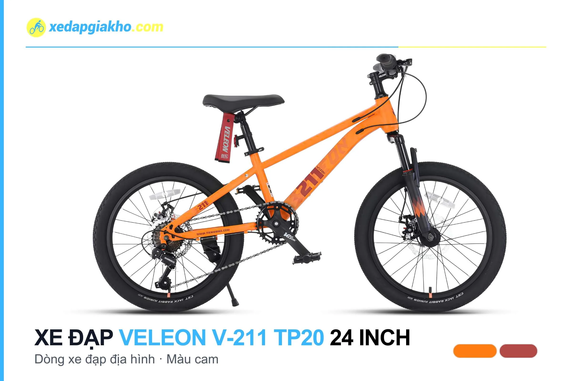 Xe đạp địa hình MTB Veleon V-211 TP20 24 inch màu cam
