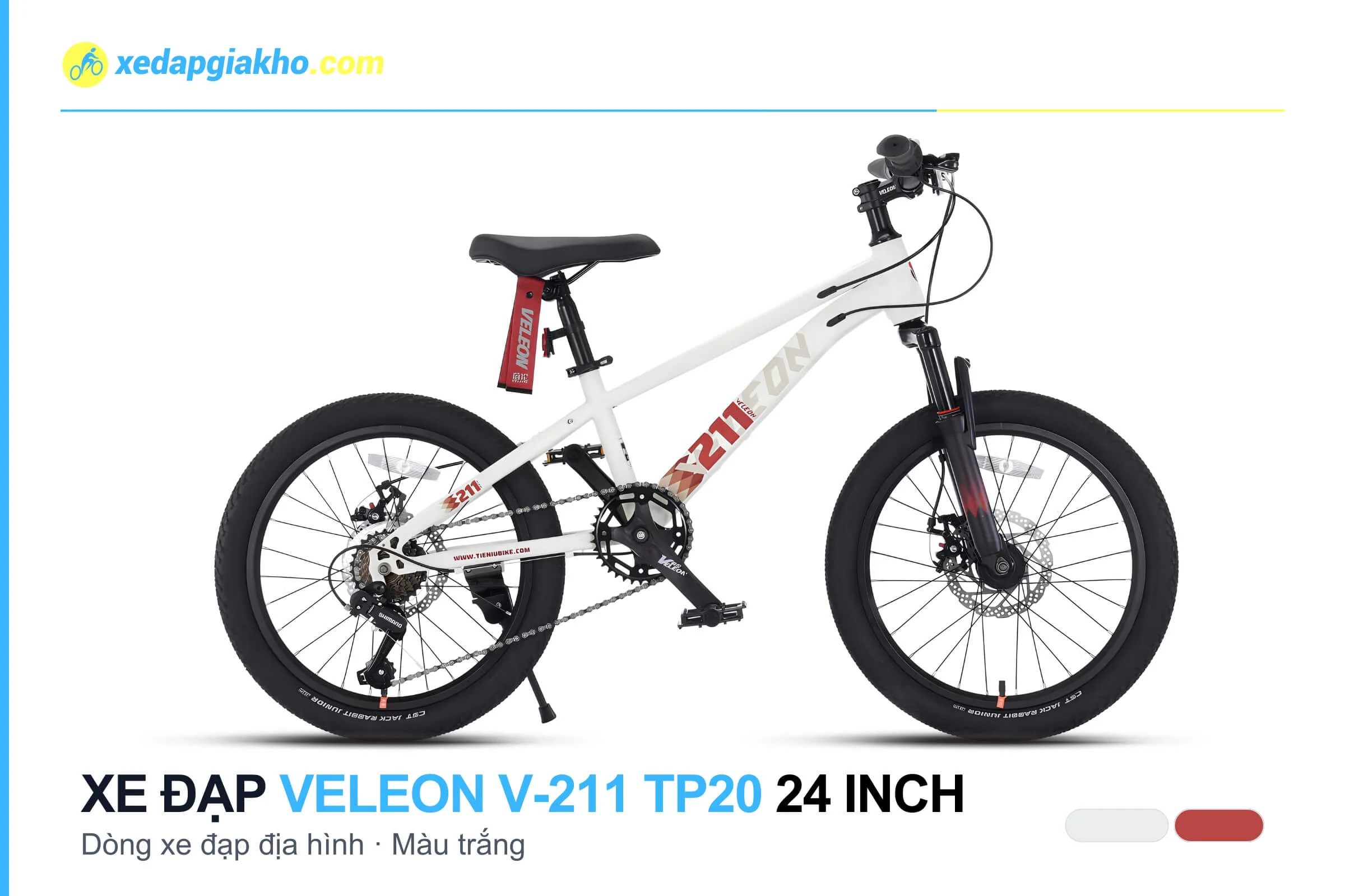 Xe đạp địa hình MTB Veleon V-211 TP20 24 inch màu trắng