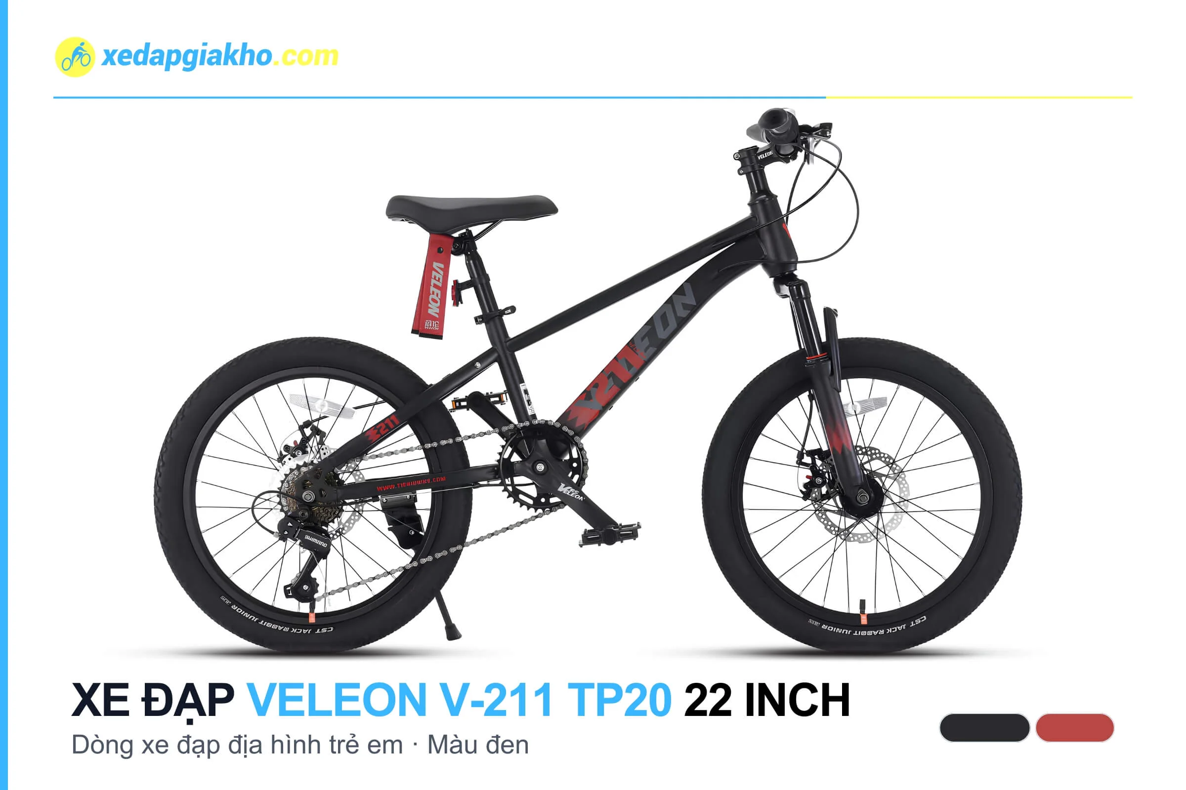 Xe Đạp Địa Hình Trẻ Em Veleon V-211 TP20 22 Inch 3 Xe đạp địa hình trẻ em Veleon V-211 TP20 22 inch màu đen