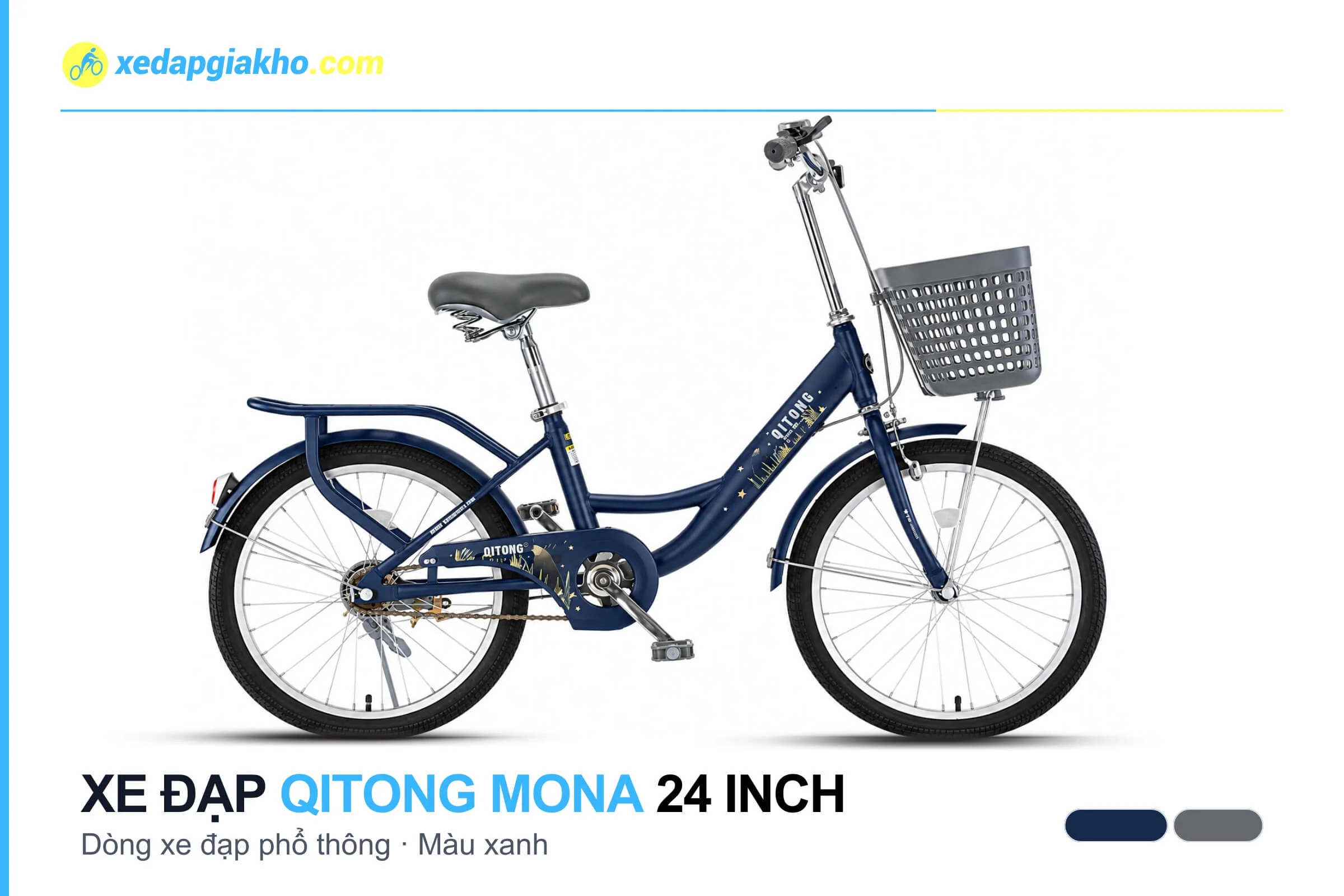 Xe Đạp Phổ Thông Qitong Mona 24 Inch 4 Xe đạp phổ thông Qitong Mona 24 inch màu xanh