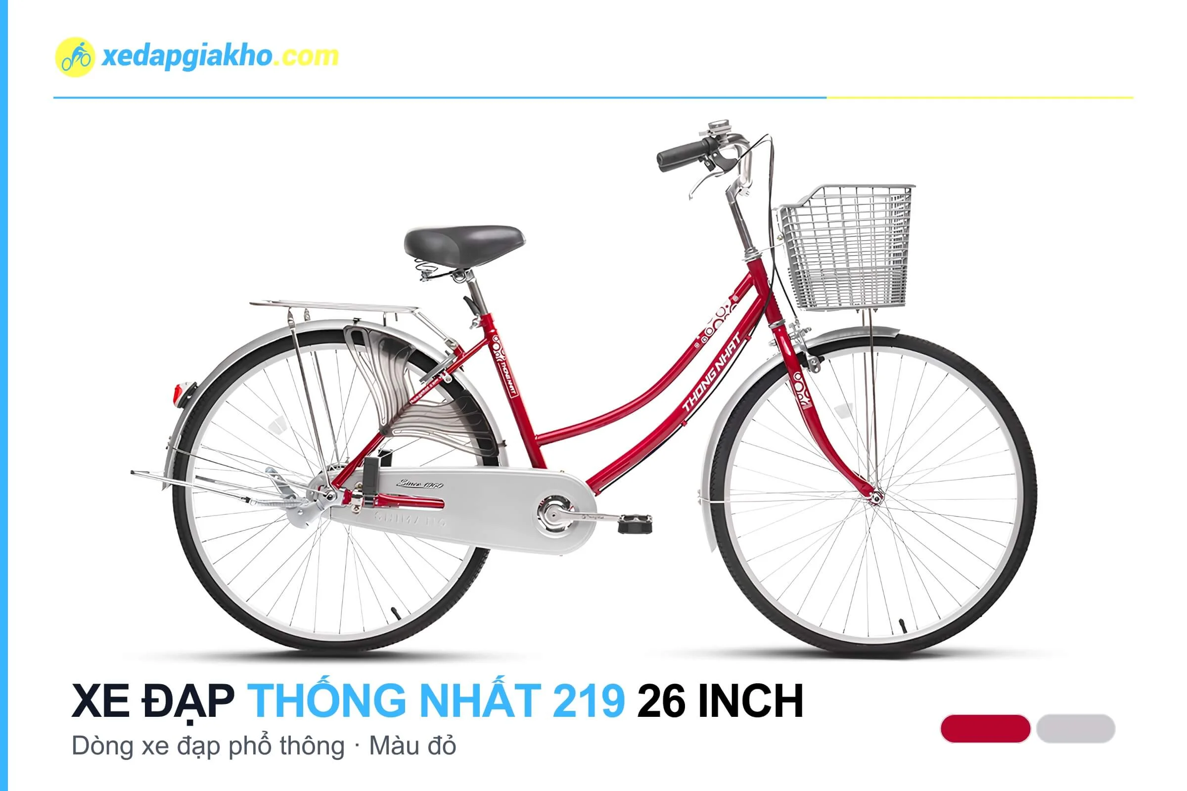 Xe Đạp Phổ Thông Thống Nhất 219 26 Inch 2 Xe đạp phổ thông Thống Nhất 219 26 inch màu đỏ