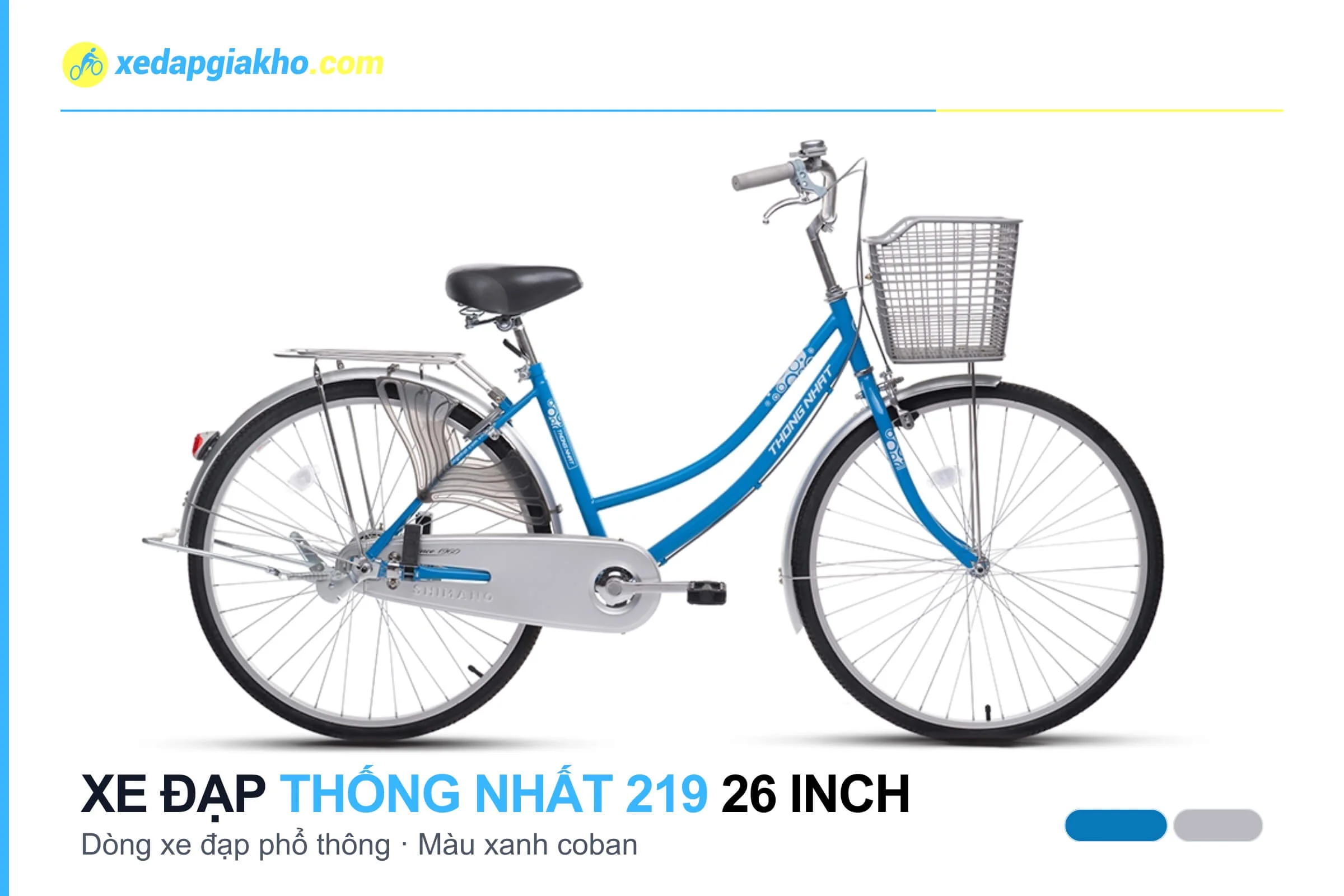 Xe Đạp Phổ Thông Thống Nhất 219 26 Inch 4 Xe đạp phổ thông Thống Nhất 219 26 inch màu xanh coban