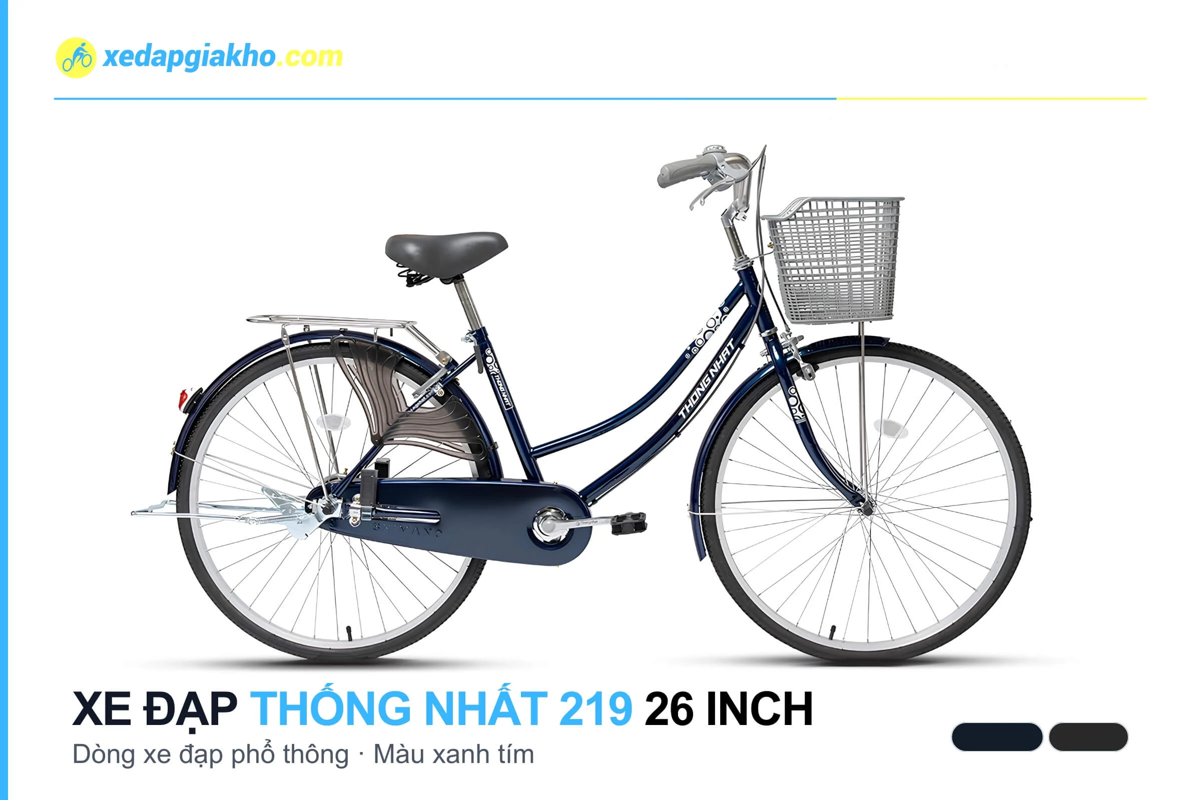 Xe Đạp Phổ Thông Thống Nhất 219 26 Inch 3 Xe đạp phổ thông Thống Nhất 219 26 inch màu xanh tím